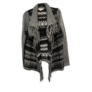 Vintage America Blues Women’s Black Gray White Cardigan Sweater Size L